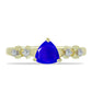 Anillo de Plata Bañada en Oro con Ágata azul y Topacio Blanco