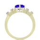 Anillo de Plata Bañada en Oro con Ágata azul y Topacio Blanco