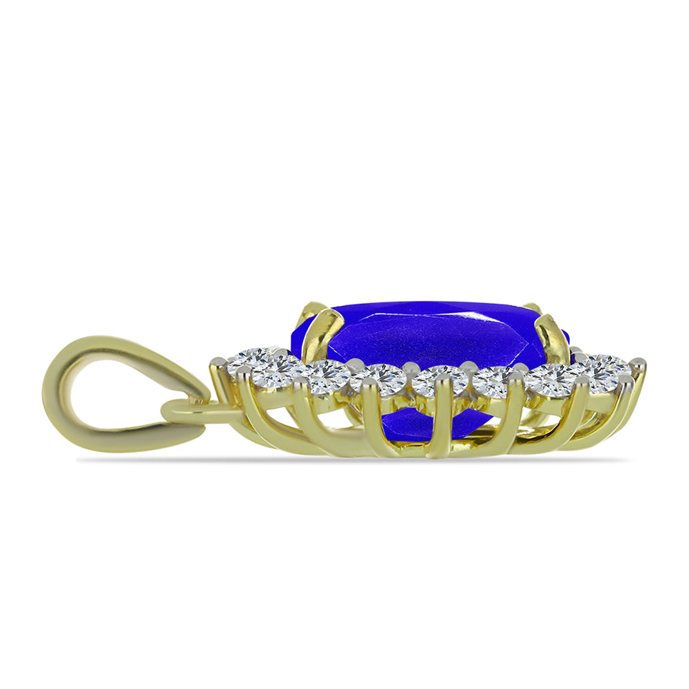 Colgante de Plata Bañada en Oro con Ágata azul y Topacio Blanco