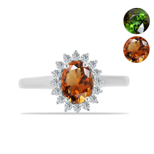Anillo de Plata con Zultanita de Anatolia y Topacio Blanco