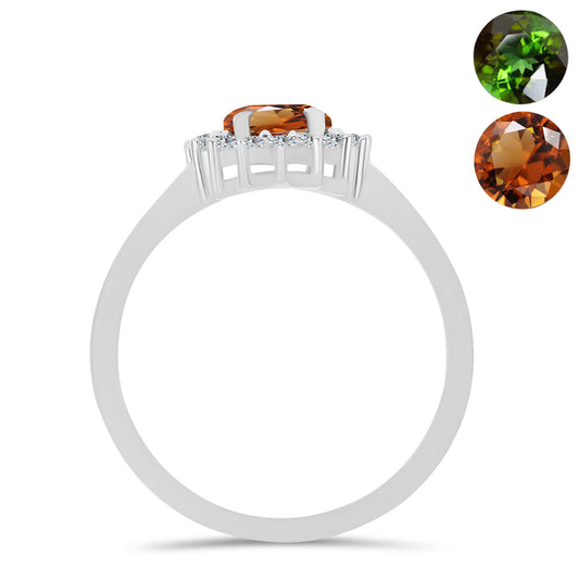 Anillo de Plata con Zultanita de Anatolia y Topacio Blanco
