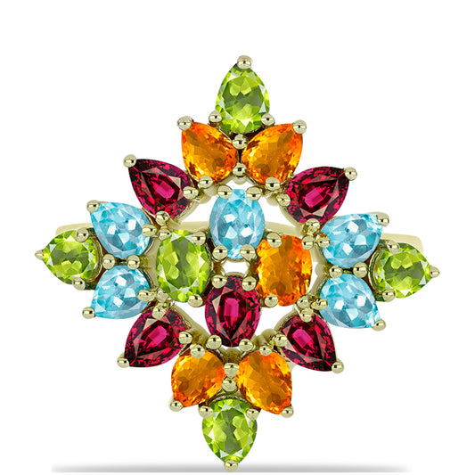Anillo de Plata Bañada en Oro con Chakra Turmalina