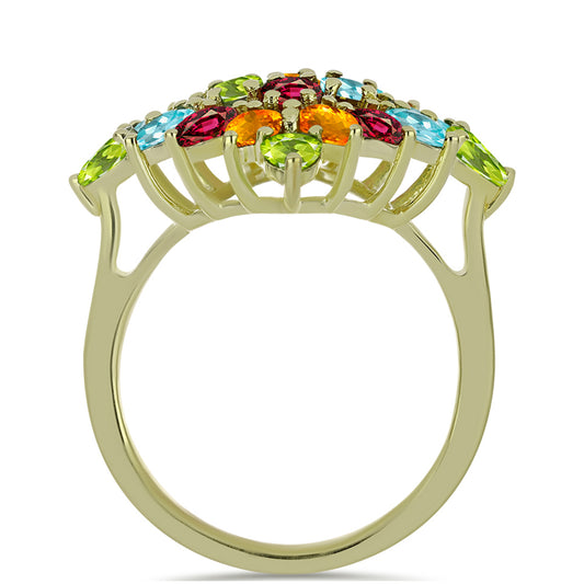 Anillo de Plata Bañada en Oro con Chakra Turmalina