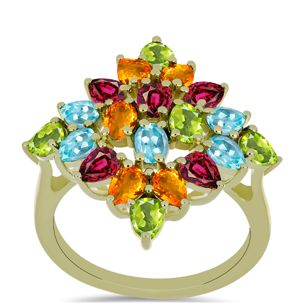 Anillo de Plata Bañada en Oro con Chakra Turmalina 3 