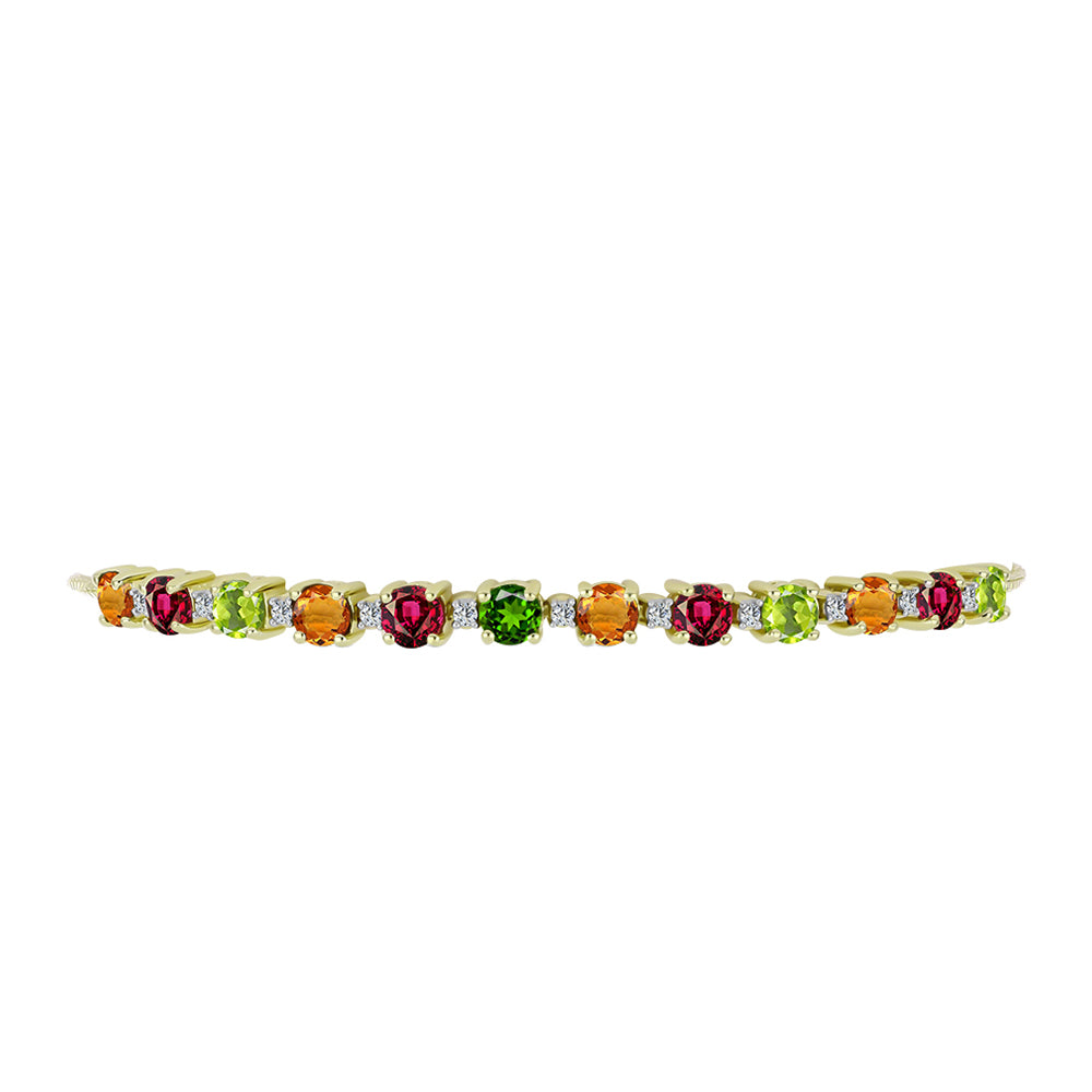 Pulsera de Plata Bañada en Oro con Chakra Turmalina y Topacio Blanco