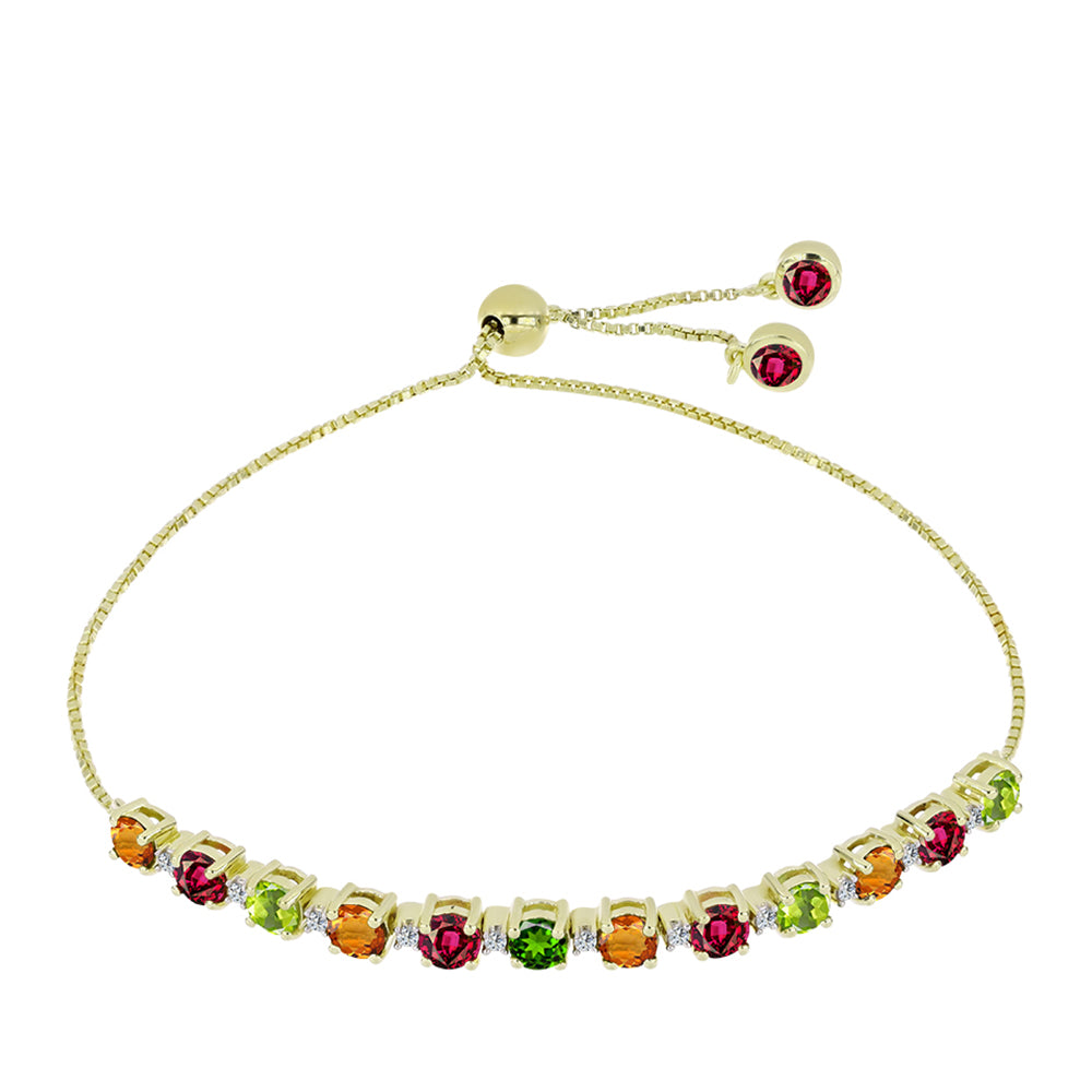 Pulsera de Plata Bañada en Oro con Chakra Turmalina y Topacio Blanco 1 