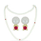 Conjunto de Plata Bañada en Oro con Perla de Agua Dulce y Rubí de Madagascar ( Collar +Pendientes )
