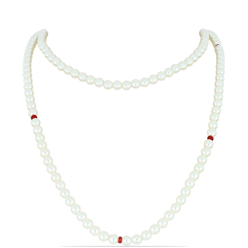 Conjunto de Plata Bañada en Oro con Perla de Agua Dulce y Rubí de Madagascar ( Collar +Pendientes )
