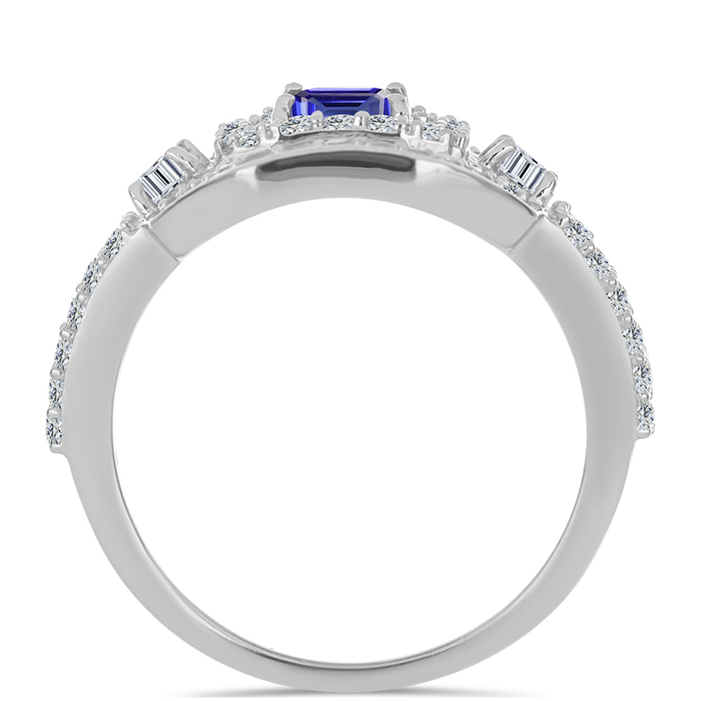 Anillo de Plata con Tanzanita y Topacio Blanco 2 