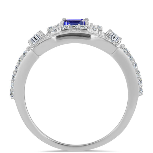 Anillo de Plata con Tanzanita y Topacio Blanco