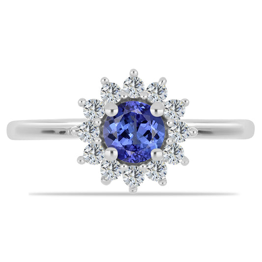 Anillo de Plata con Tanzanita y Topacio Blanco