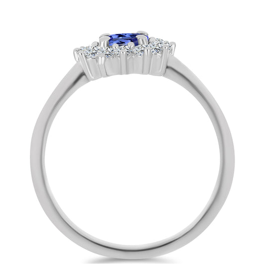 Anillo de Plata con Tanzanita y Topacio Blanco