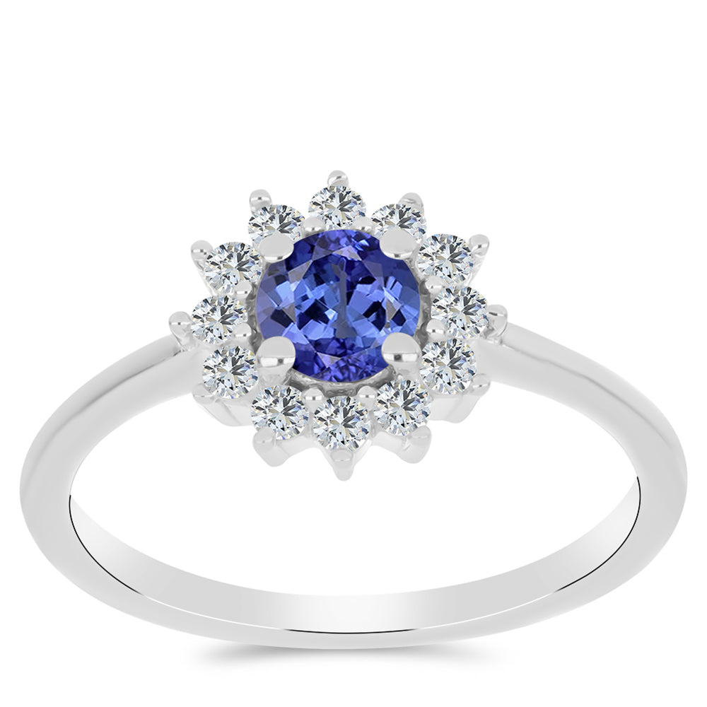 Anillo de Plata con Tanzanita y Topacio Blanco 3 