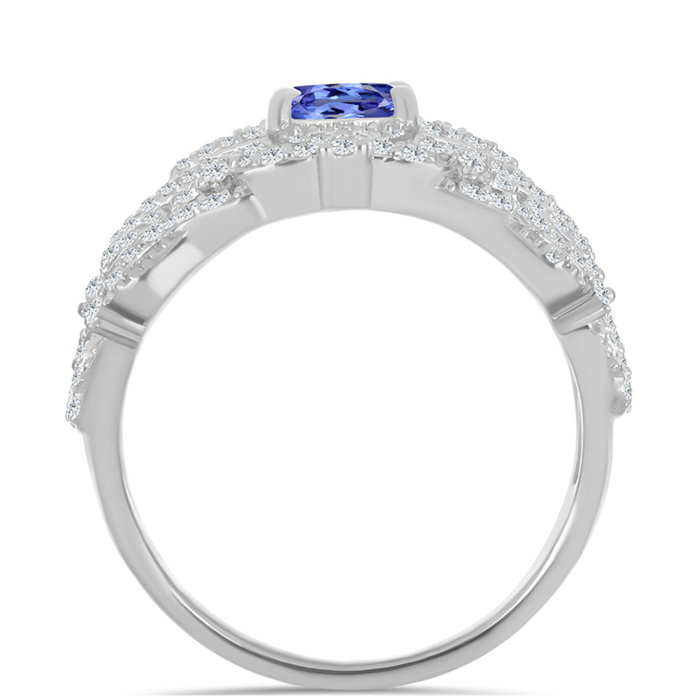 Anillo de Plata con Tanzanita y Topacio Blanco