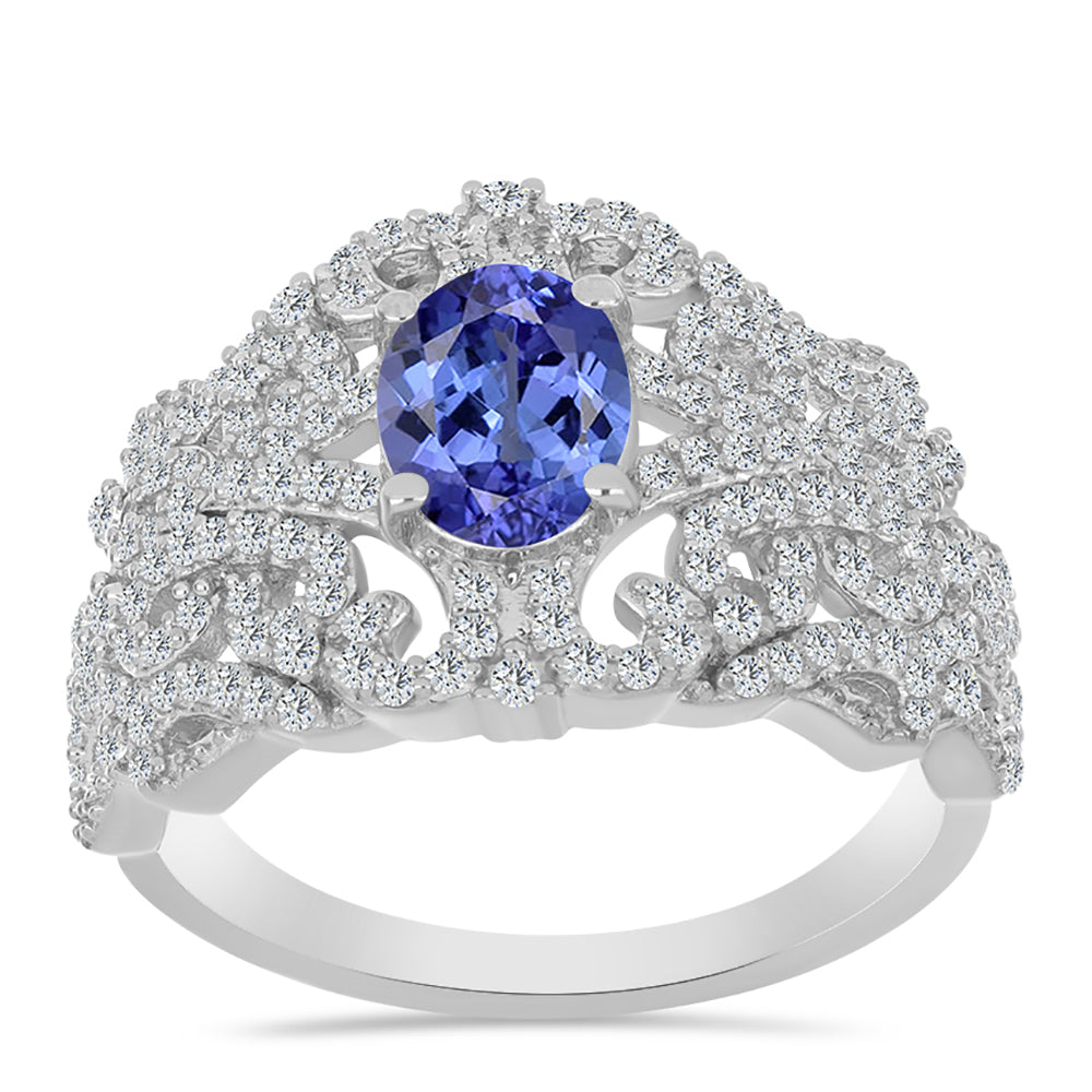 Anillo de Plata con Tanzanita y Topacio Blanco 3 