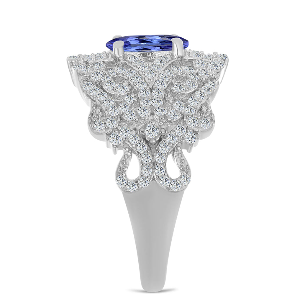 Anillo de Plata con Tanzanita y Topacio Blanco 4 