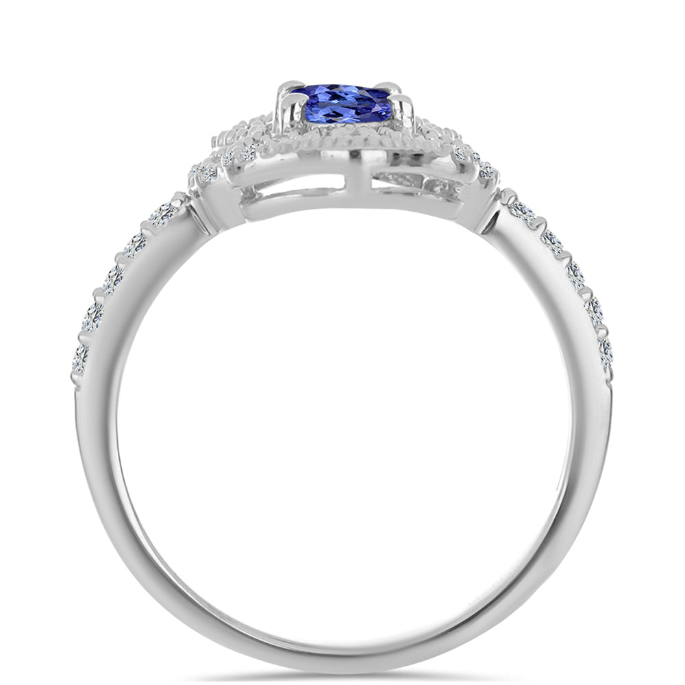 Anillo de Plata con Tanzanita y Topacio Blanco 2 