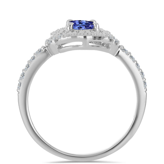 Anillo de Plata con Tanzanita y Topacio Blanco