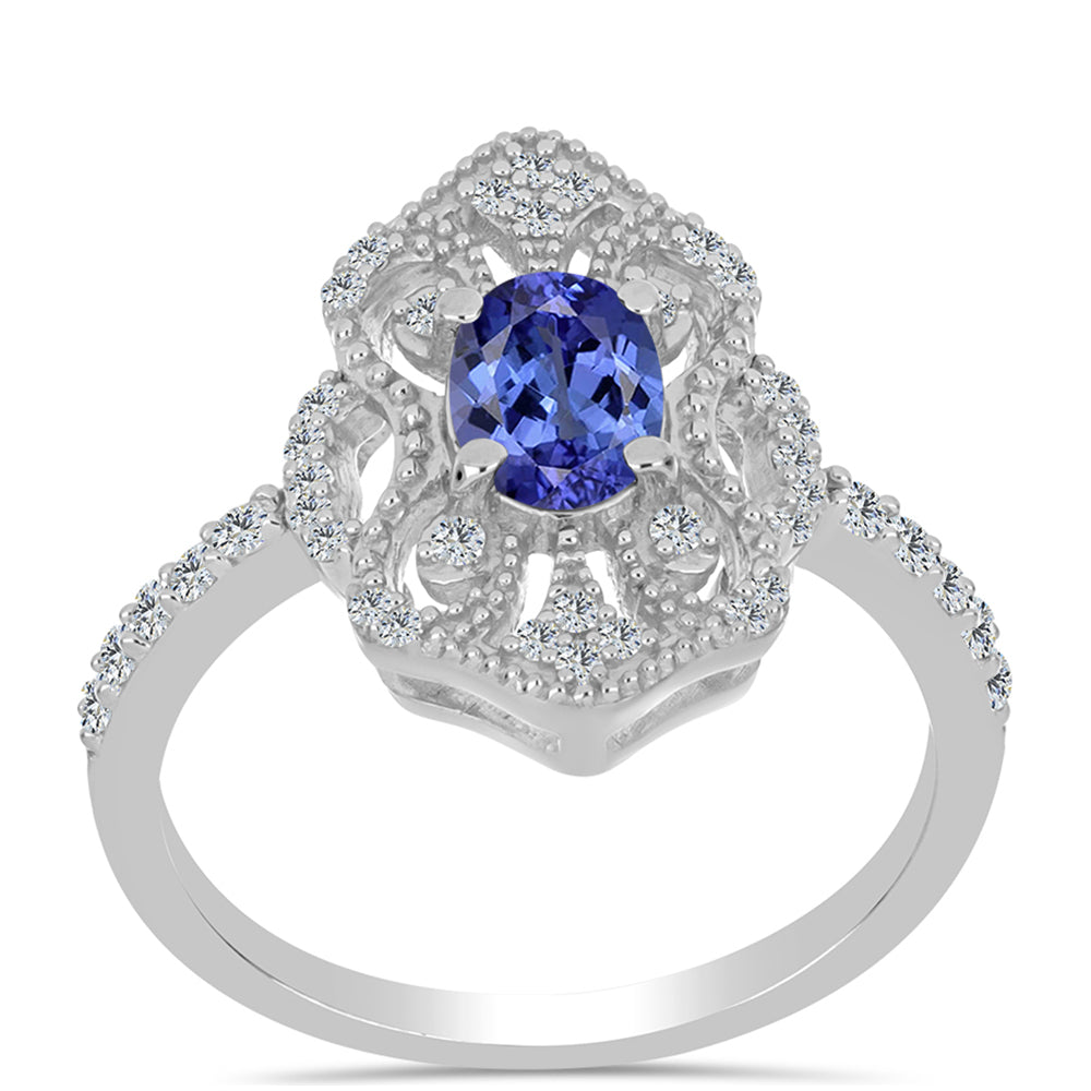 Anillo de Plata con Tanzanita y Topacio Blanco 3 