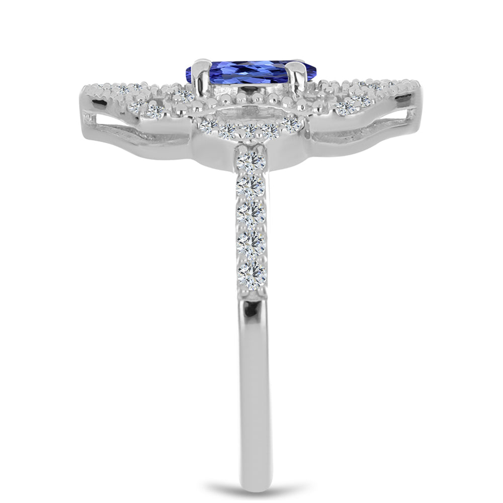 Anillo de Plata con Tanzanita y Topacio Blanco