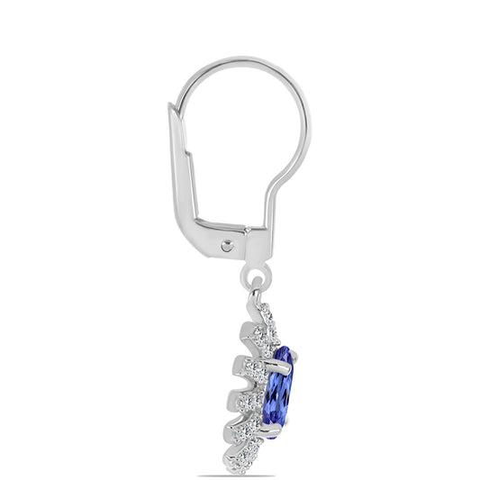 Pendientes de Plata con Tanzanita y Topacio Blanco