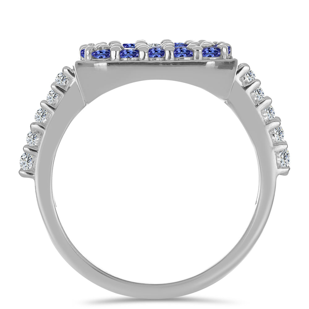 Anillo de Plata con Tanzanita y Topacio Blanco 2 