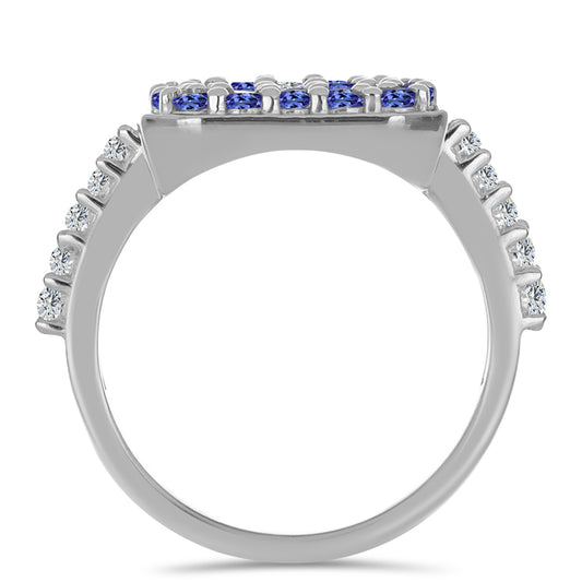 Anillo de Plata con Tanzanita y Topacio Blanco