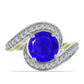 Anillo de Plata Bañada en Oro con Ágata azul y Topacio Blanco