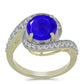 Anillo de Plata Bañada en Oro con Ágata azul y Topacio Blanco