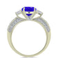 Anillo de Plata Bañada en Oro con Ágata azul y Topacio Blanco