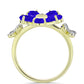 Anillo de Plata Bañada en Oro con Ágata azul y Topacio Blanco