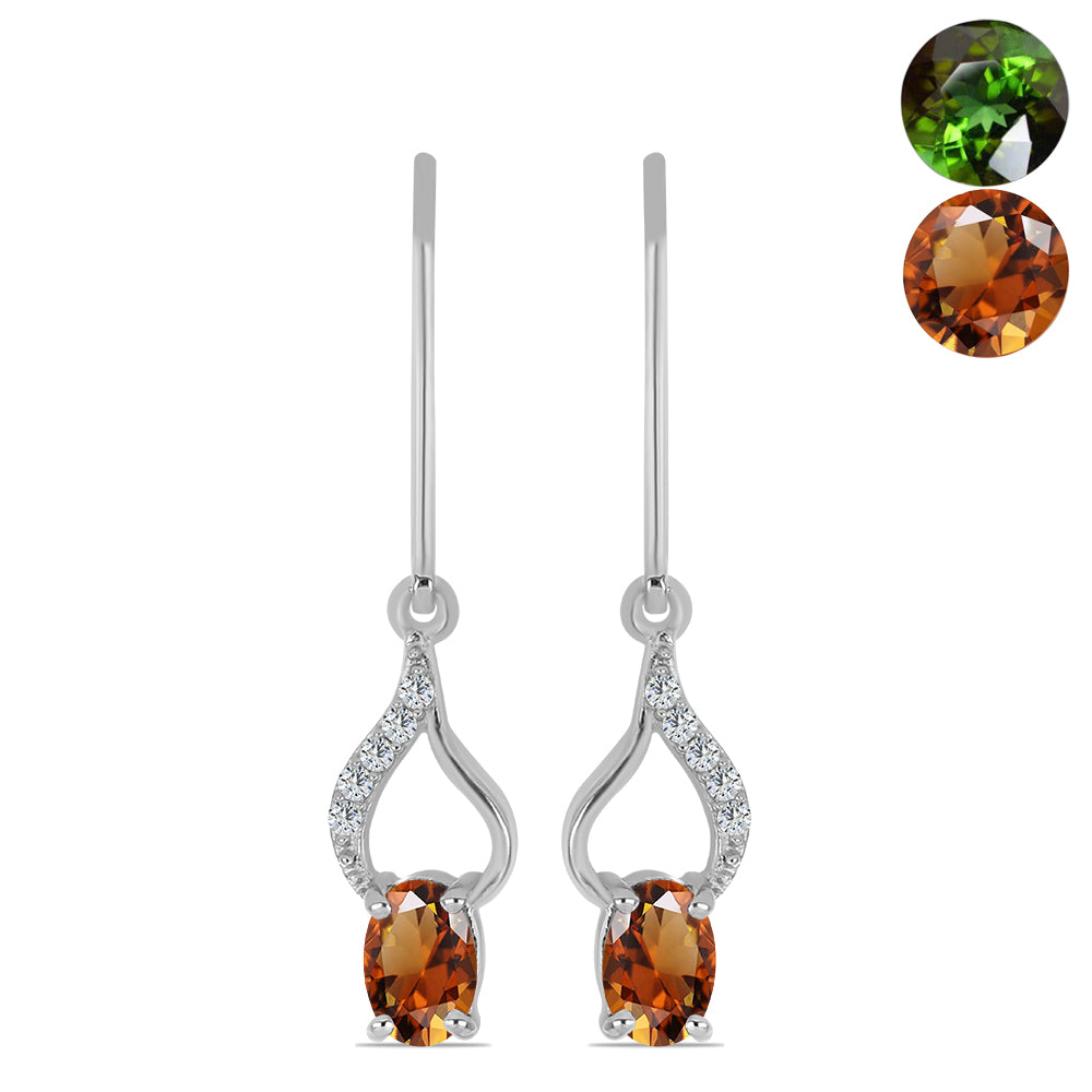 Pendientes de Plata con Zultanita de Anatolia certificado y cultivado en laboratorio y Topacio Blanco 1 