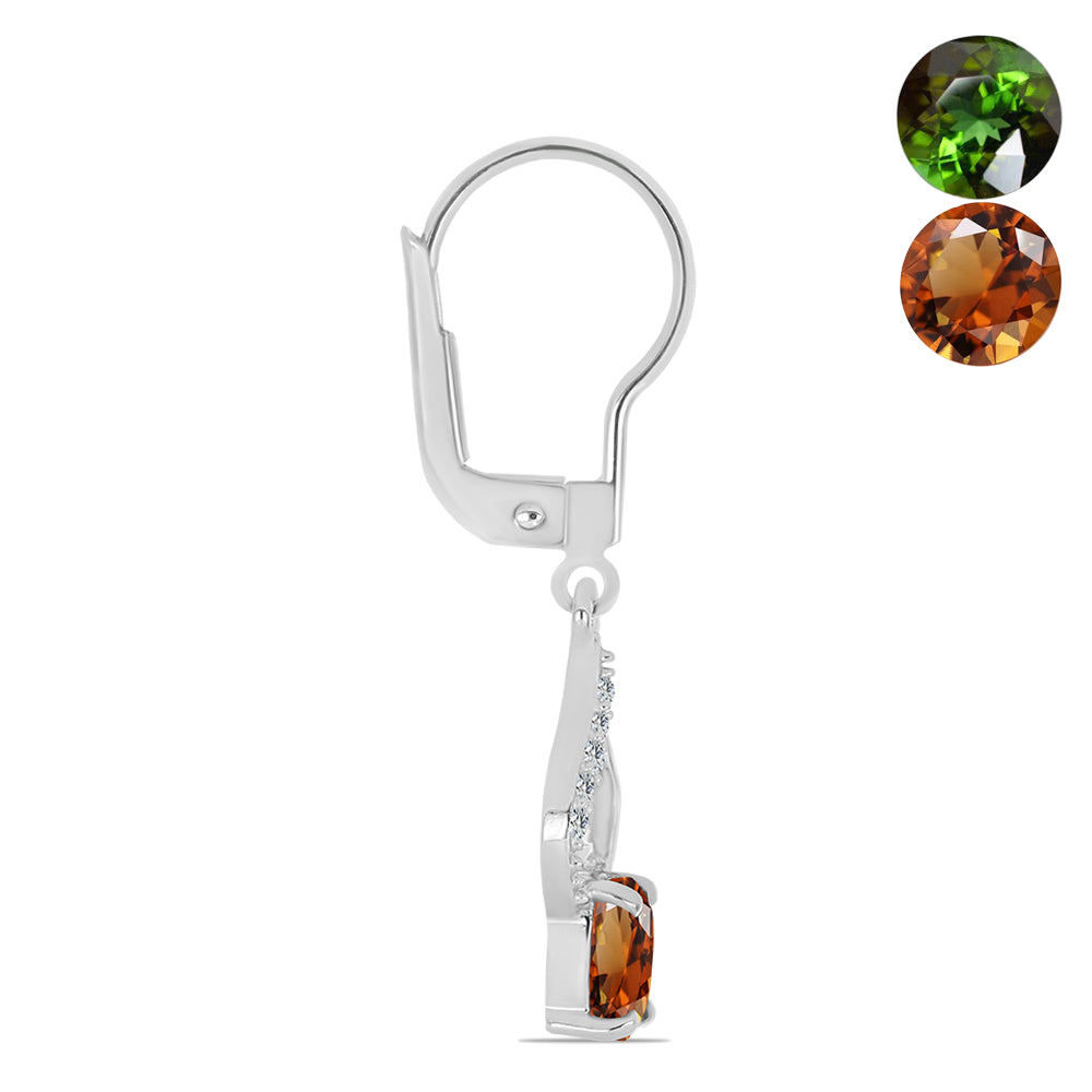 Pendientes de Plata con Zultanita de Anatolia certificado y cultivado en laboratorio y Topacio Blanco 2 