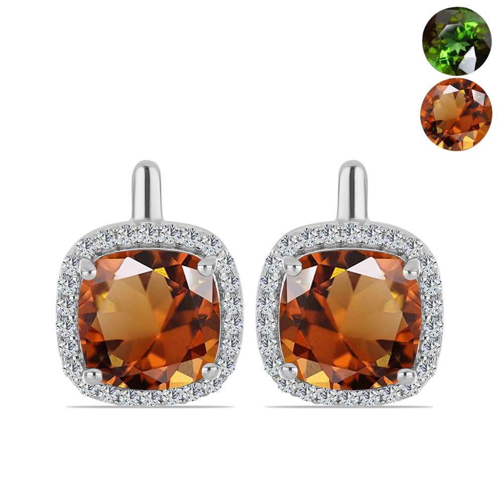 Pendientes de Plata con Zultanita de Anatolia certificado y cultivado en laboratorio y Topacio Blanco 1 