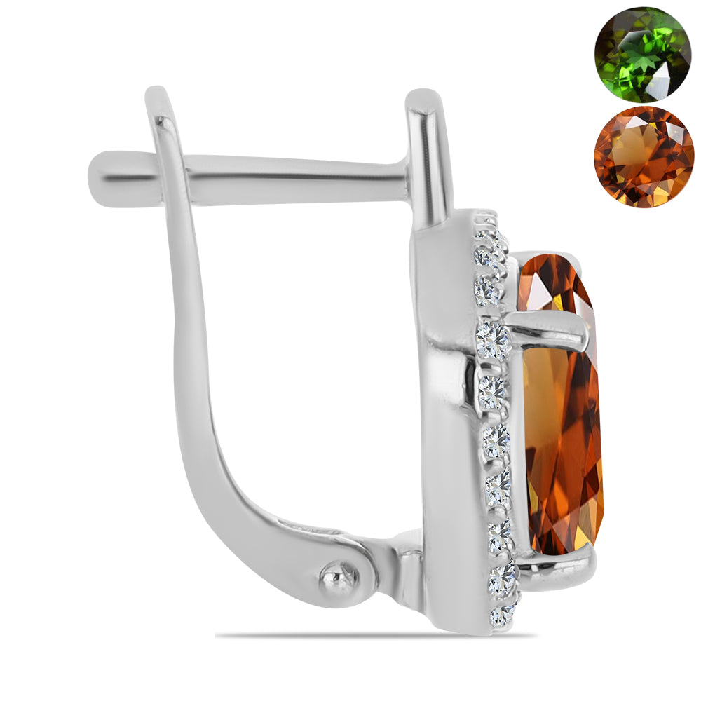 Pendientes de Plata con Zultanita de Anatolia certificado y cultivado en laboratorio y Topacio Blanco 2 