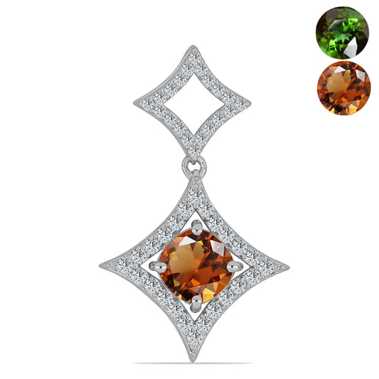 Colgante de Plata con Zultanita de Anatolia certificado y cultivado en laboratorio y Topacio Blanco