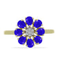 Anillo de Plata Bañada en Oro con Ágata azul y Topacio Blanco