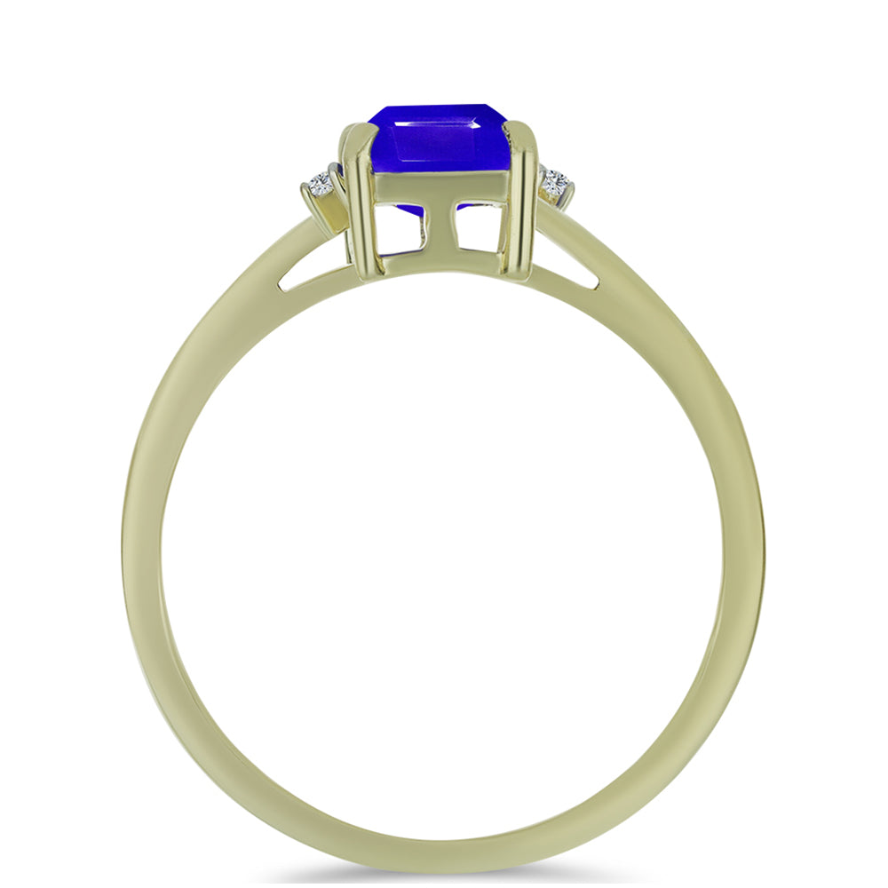 Anillo de Plata Bañada en Oro con Ágata azul y Topacio Blanco