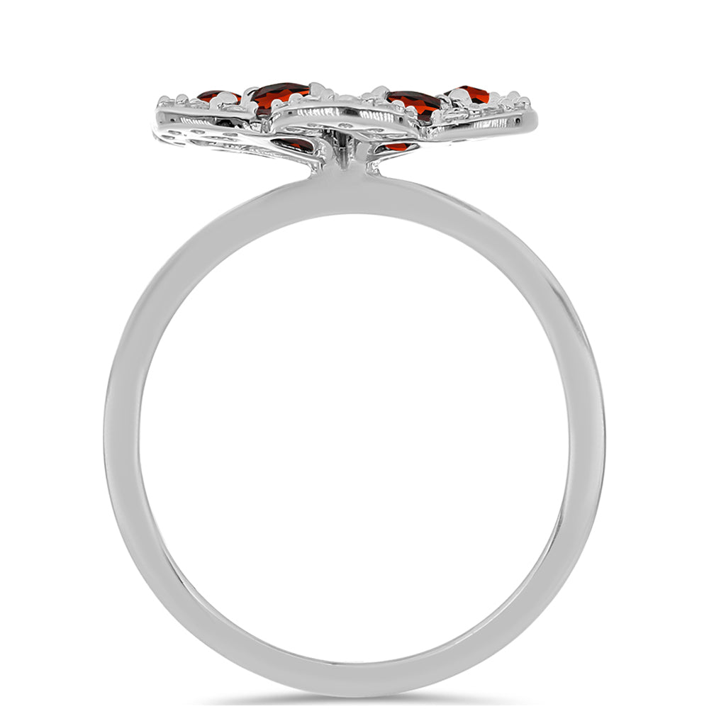 Anillo de Plata con Granate Barton y Topacio Blanco 2 