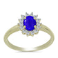 Anillo de Plata Bañada en Oro con Ágata azul y Topacio Blanco