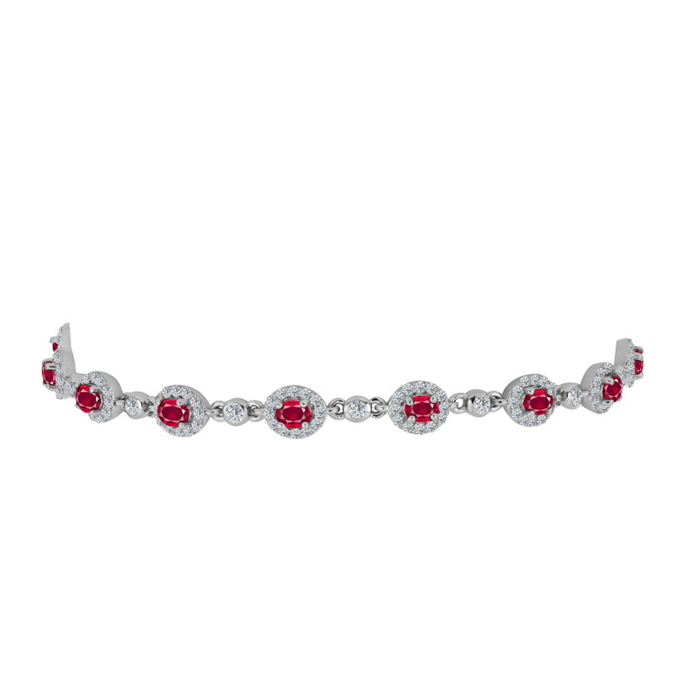 Pulsera de Plata con Rubí de Madagascar y Topacio Blanco 2 