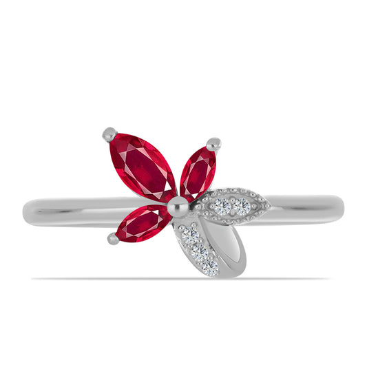 Anillo de Plata con Rubí de Madagascar y Topacio Blanco