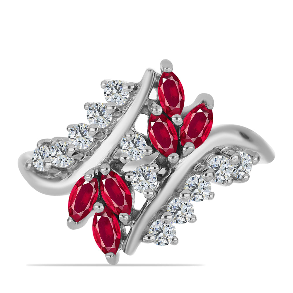 Anillo de Plata con Rubí de Madagascar y Topacio Blanco