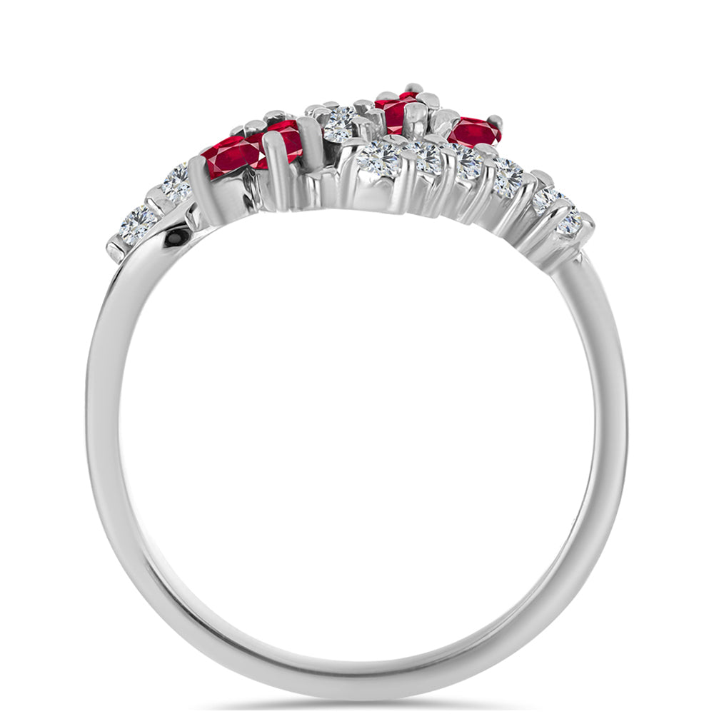 Anillo de Plata con Rubí de Madagascar y Topacio Blanco