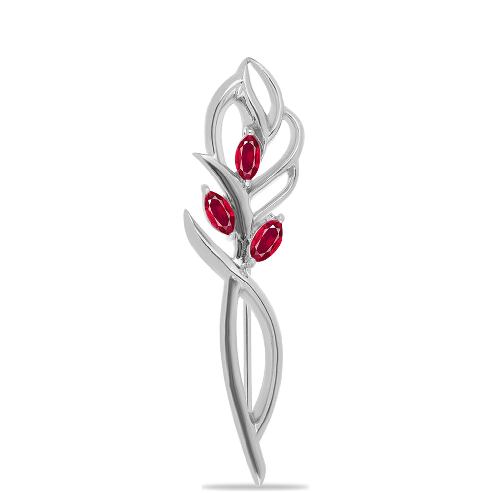 Broche de Plata con Rubí de Madagascar