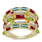 Anillo de Plata Bañada en Oro con Chakra Turmalina y Topacio Blanco