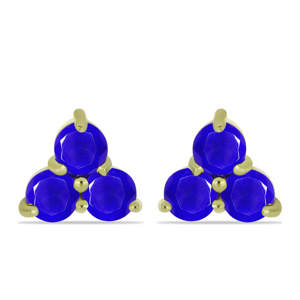 Pendientes de Plata Bañada en Oro con Ágata azul