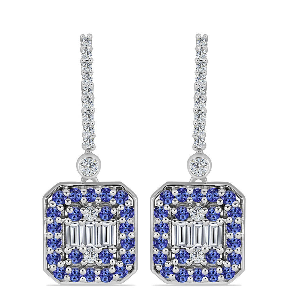 Pendientes de Plata con Tanzanita y Topacio Blanco 1 