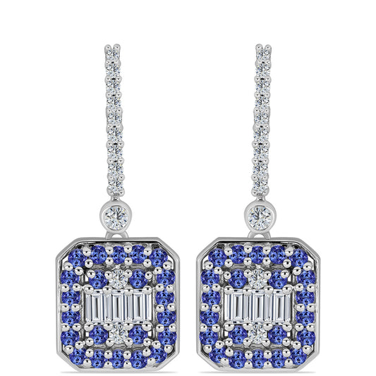 Pendientes de Plata con Tanzanita y Topacio Blanco