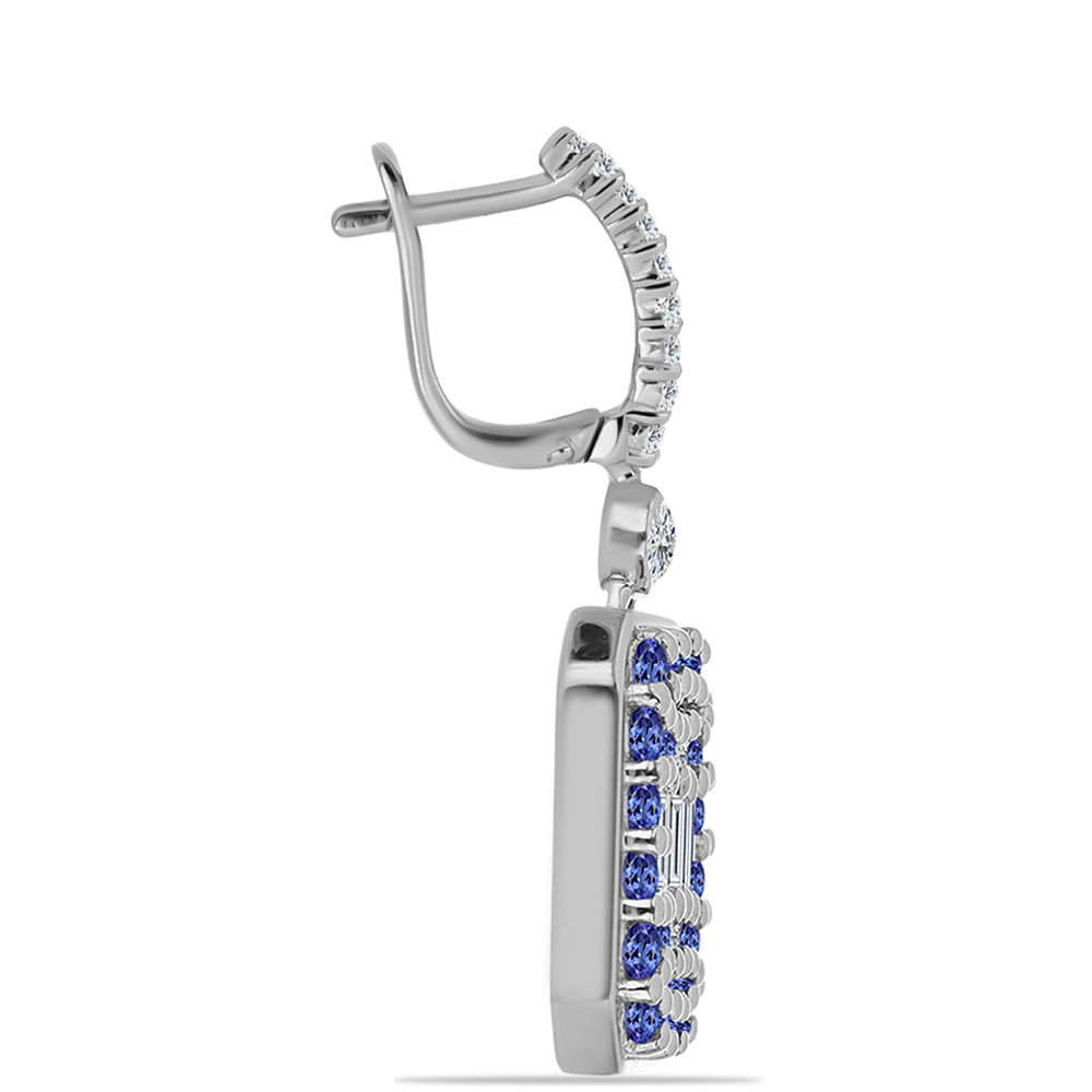 Pendientes de Plata con Tanzanita y Topacio Blanco 2 